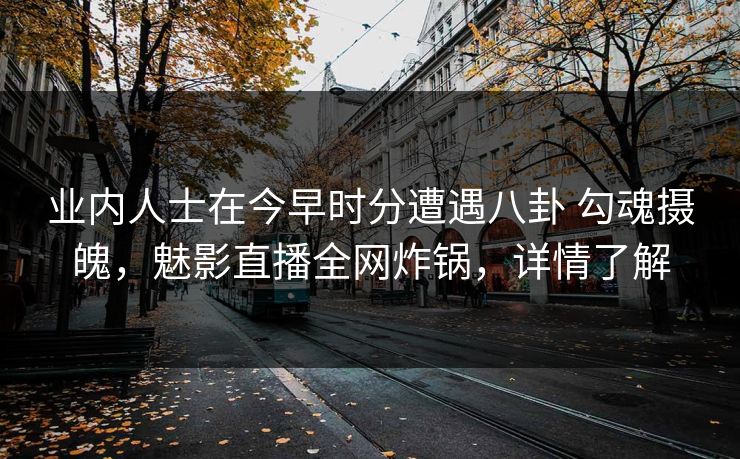 业内人士在今早时分遭遇八卦 勾魂摄魄，魅影直播全网炸锅，详情了解