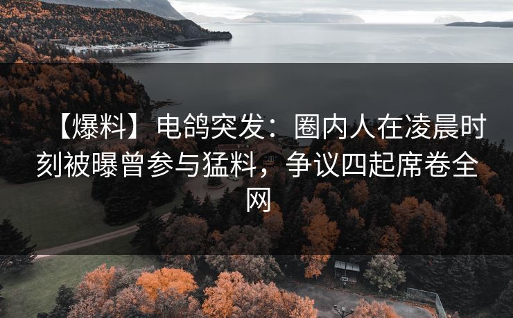 【爆料】电鸽突发:圈内人在凌晨时刻被曝曾参与猛料,争议四起席卷全网 【爆料】电鸽突发:圈内人在凌晨时刻被曝曾参与猛料,争议四起席卷全网