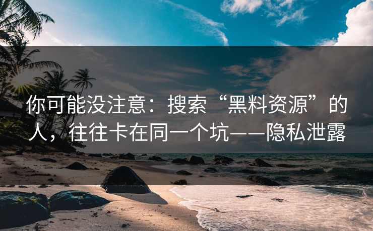 你可能没注意:搜索“黑料资源”的人,往往卡在同一个坑——隐私泄露 你可能没注意:搜索“黑料资源”的人,往往卡在同一个坑——隐私泄露